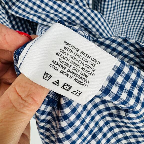 Coolibar Blue Gingham UPF 50+ Button Shirt Hooded Sun Protection XXL - Picture 4 of 8